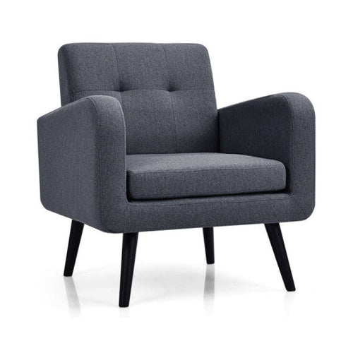 Load image into Gallery viewer, Modern Upholstered Comfy Accent Chair Single Sofa with Rubber Wood Legs-Gray
