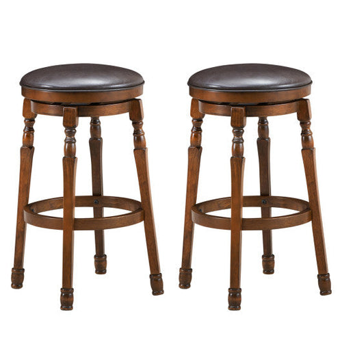Load image into Gallery viewer, Set of 2 29-Inch Swivel Leather Padded Dining Bar Stools
