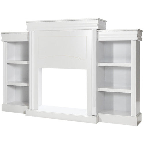 Load image into Gallery viewer, 70 Inch Modern Fireplace Media Entertainment Center with Bookcase-White
