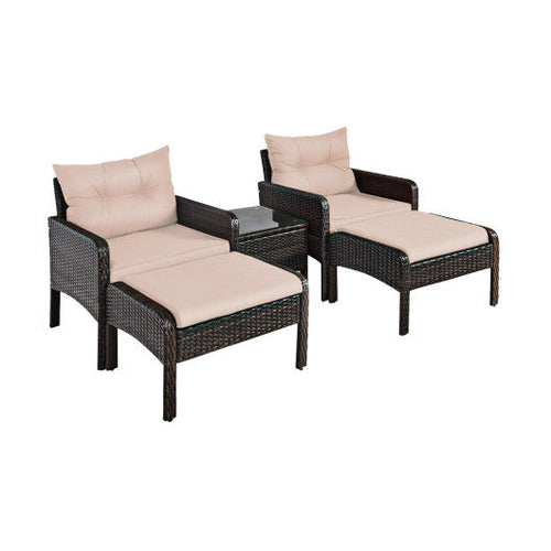 Load image into Gallery viewer, 5 Pcs Patio Rattan Wicker Sofa Furniture Set
