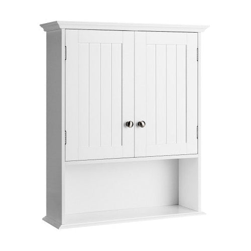 Load image into Gallery viewer, Wall Mount Bathroom Cabinet Storage Organizer with Doors and Shelves-White
