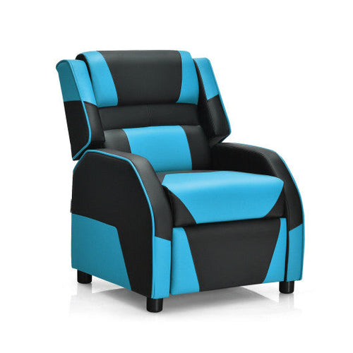 Load image into Gallery viewer, Kids Youth PU Leather Gaming Sofa Recliner with Headrest and Footrest-Blue
