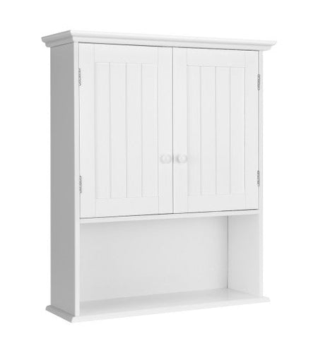 2-Door Wall Mount Bathroom Storage Cabinet with Open Shelf-White
