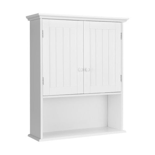 Load image into Gallery viewer, 2-Door Wall Mount Bathroom Storage Cabinet with Open Shelf-White
