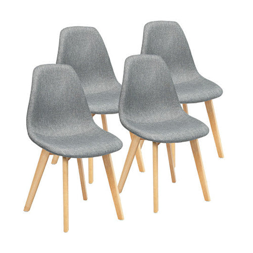 Load image into Gallery viewer, 4 Pieces Modern Dining Chair Set with Wood Legs and Fabric Cushion Seat
