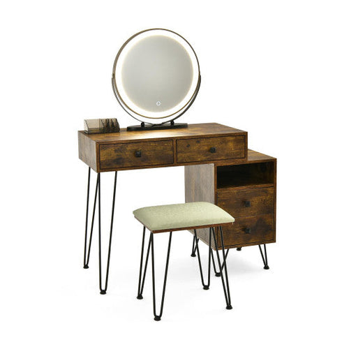 Load image into Gallery viewer, Modern Dressing Table with Storage Cabinet-Rustic Brown
