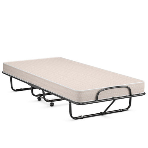 Load image into Gallery viewer, Rollaway Guest Bed with Sturdy Steel Frame and Memory Foam Mattress Made in Italy-Beige
