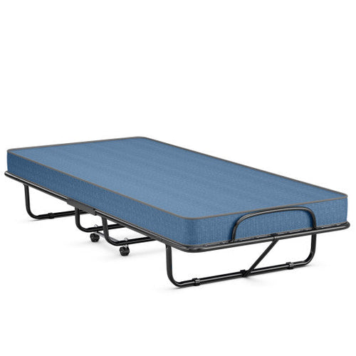 Load image into Gallery viewer, Rollaway Guest Bed with Sturdy Steel Frame and Memory Foam Mattress Made in Italy-Navy
