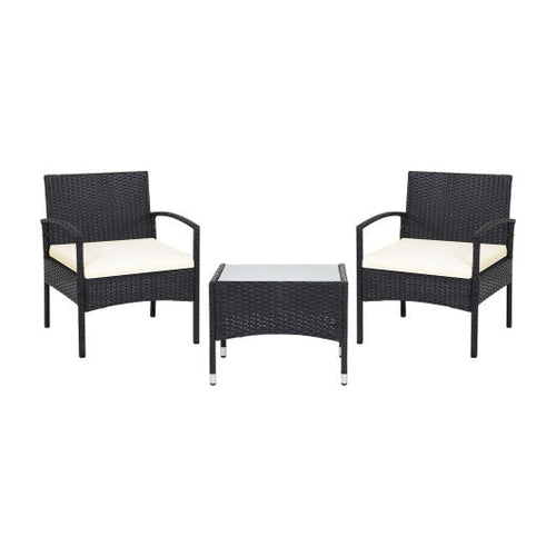 Load image into Gallery viewer, 3 Pieces Patio Wicker Rattan Furniture Set with Cushion for Lawn Backyard
