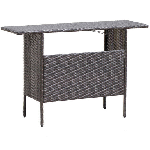Load image into Gallery viewer, Outdoor Wicker Bar Table with 2 Metal Mesh Shelves

