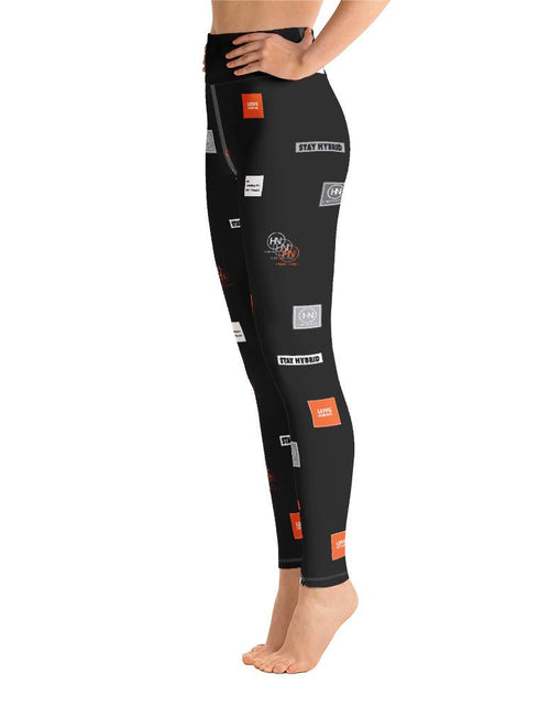 Load image into Gallery viewer, HYBRID NATION WOMEN AOP LEGGINGS (BLACK) by Hybrid Nation
