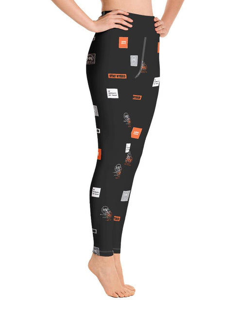 Load image into Gallery viewer, HYBRID NATION WOMEN AOP LEGGINGS (BLACK) by Hybrid Nation
