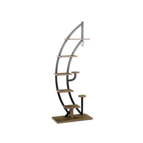 Load image into Gallery viewer, 6 Tier 9 Potted Metal Plant Stand Holder Display Shelf with Hook-Natural
