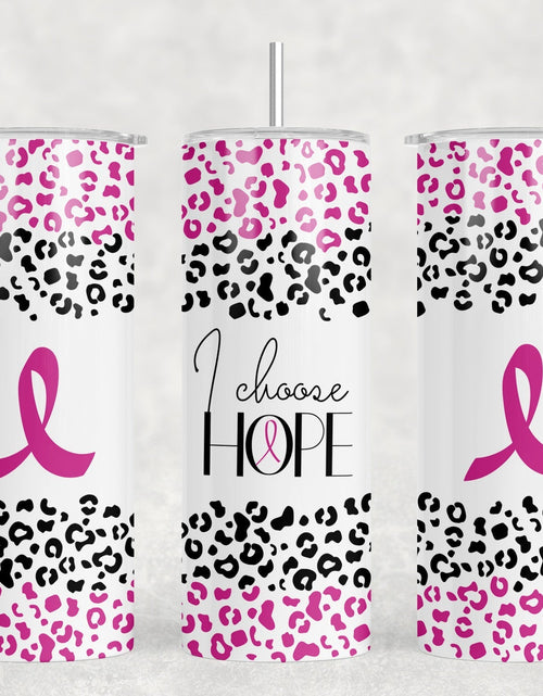 Load image into Gallery viewer, I Choose Hope Pink Ribbon - 20 oz Steel Skinny Tumbler - Optional Blue Tooth Speaker - Speaker Color will Vary by Rowdy Ridge Co
