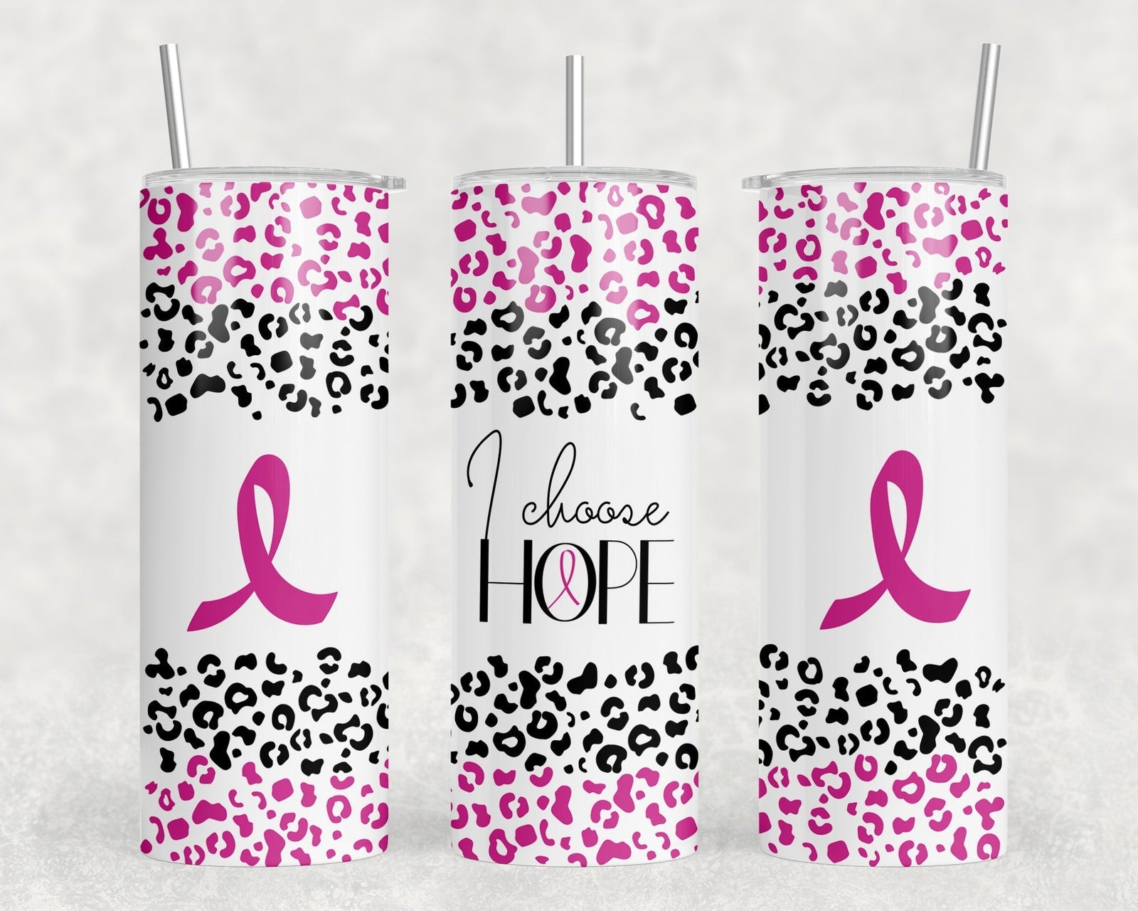 I Choose Hope Pink Ribbon - 20 oz Steel Skinny Tumbler - Optional Blue Tooth Speaker - Speaker Color will Vary by Rowdy Ridge Co