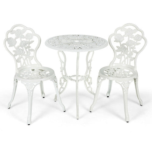 Load image into Gallery viewer, Outdoor Cast Aluminum Patio Furniture Set with Rose Design-White
