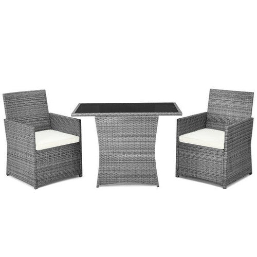Load image into Gallery viewer, 3 Pieces Patio Rattan Furniture Set with Cushioned Armrest Sofa-White
