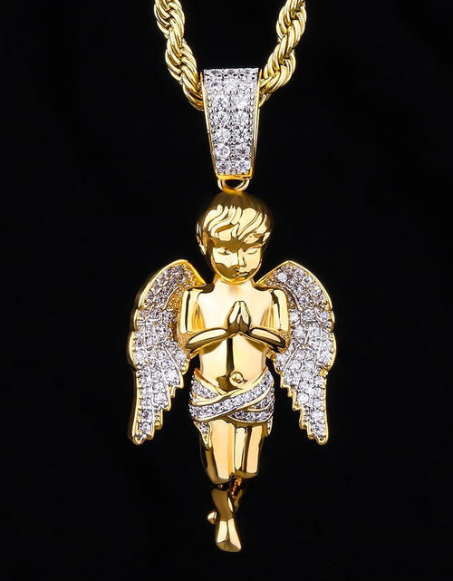 Load image into Gallery viewer, Iced Angel Pendant 14K Gold Plated by Bling Proud | Urban Jewelry Online Store
