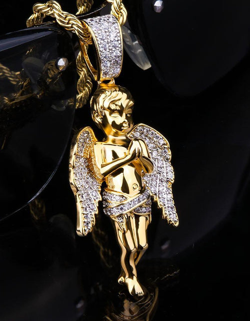 Load image into Gallery viewer, Iced Angel Pendant 14K Gold Plated by Bling Proud | Urban Jewelry Online Store
