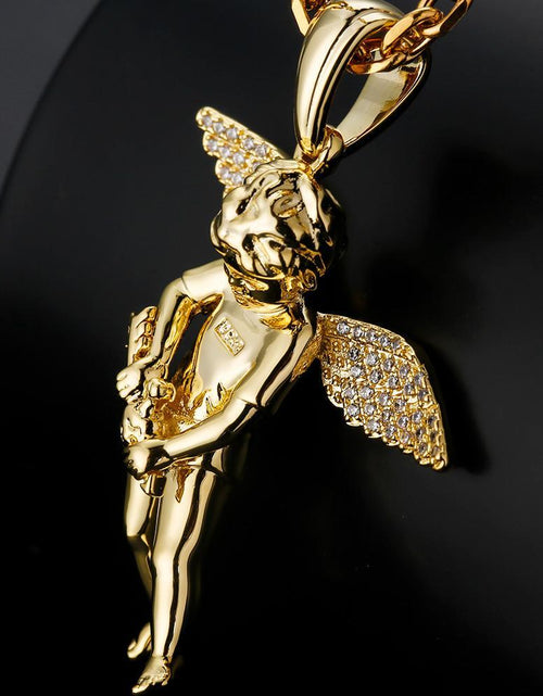 Load image into Gallery viewer, Iced Cupid Angel Pendant 14K Gold Plated by Bling Proud | Urban Jewelry Online Store
