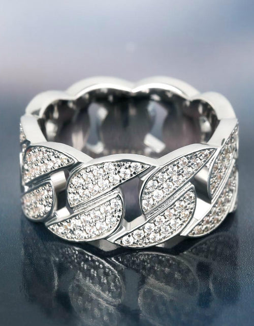 Load image into Gallery viewer, Iced Out Diamond Cuban Link Ring Gold Plated by Bling Proud | Urban Jewelry Online Store

