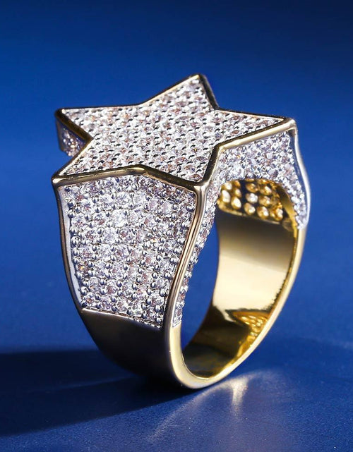 Load image into Gallery viewer, Iced Out Diamond Star Ring 14K Gold Plated by Bling Proud | Urban Jewelry Online Store
