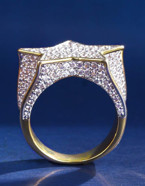 Load image into Gallery viewer, Iced Out Diamond Star Ring 14K Gold Plated by Bling Proud | Urban Jewelry Online Store
