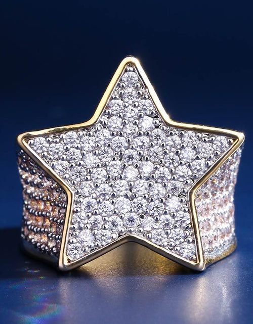 Load image into Gallery viewer, Iced Out Diamond Star Ring 14K Gold Plated by Bling Proud | Urban Jewelry Online Store
