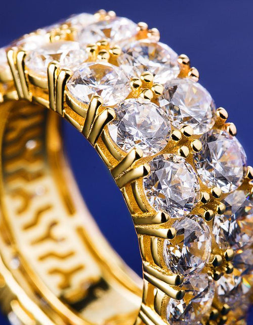 Load image into Gallery viewer, Iced Out Two Row Stone Ring 14K Gold Plated by Bling Proud | Urban Jewelry Online Store
