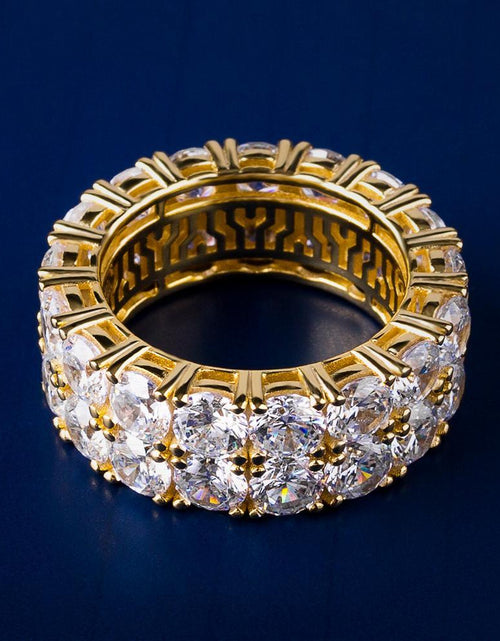 Load image into Gallery viewer, Iced Out Two Row Stone Ring 14K Gold Plated by Bling Proud | Urban Jewelry Online Store
