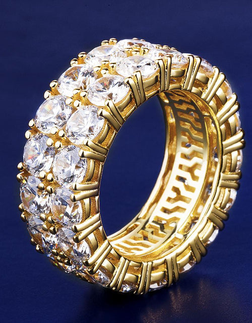 Load image into Gallery viewer, Iced Out Two Row Stone Ring 14K Gold Plated by Bling Proud | Urban Jewelry Online Store
