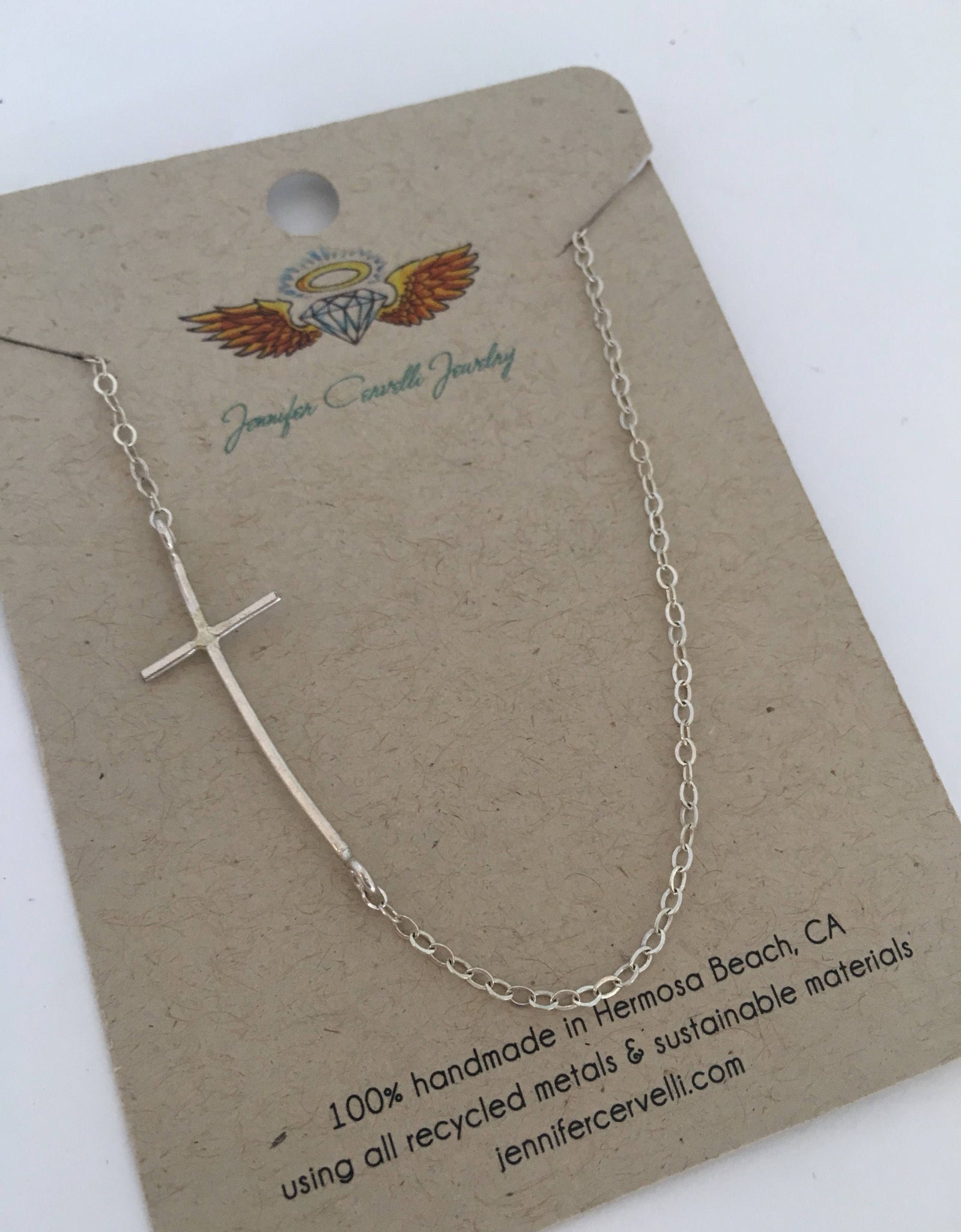 Sideways Cross Necklace by Jennifer Cervelli Jewelry