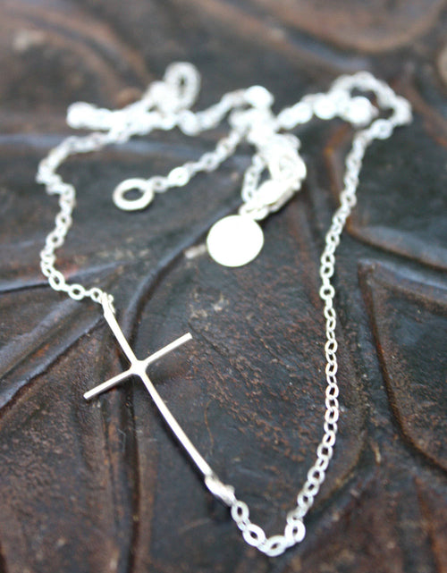 Load image into Gallery viewer, Sideways Cross Necklace by Jennifer Cervelli Jewelry
