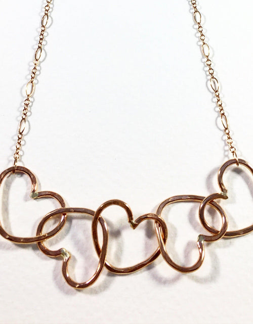 Load image into Gallery viewer, Five Hearts Linked Necklace by Jennifer Cervelli Jewelry
