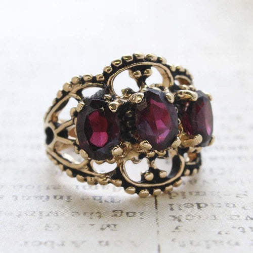Load image into Gallery viewer, Vintage Ring Austrian Crystal Cocktail Ring Antique 18k Gold Womans Jewelry by PVD Vintage Jewelry
