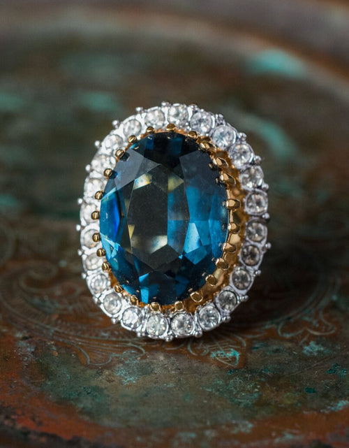 Load image into Gallery viewer, Vintage Women's Statement Crystal Cocktail Ring 18k Gold Electroplated by PVD Vintage Jewelry

