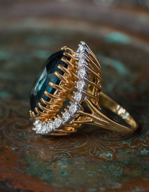 Load image into Gallery viewer, Vintage Women's Statement Crystal Cocktail Ring 18k Gold Electroplated by PVD Vintage Jewelry
