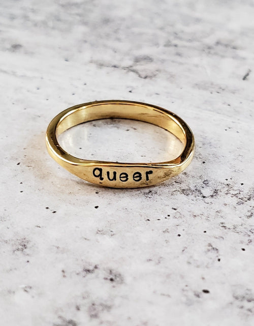 Load image into Gallery viewer, QUEER Dainty Gold Plated or Sterling Silver Ring by Salt and Sparkle

