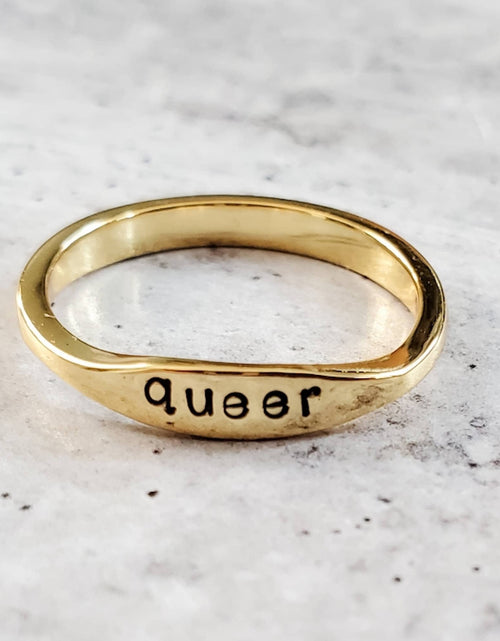 Load image into Gallery viewer, QUEER Dainty Gold Plated or Sterling Silver Ring by Salt and Sparkle
