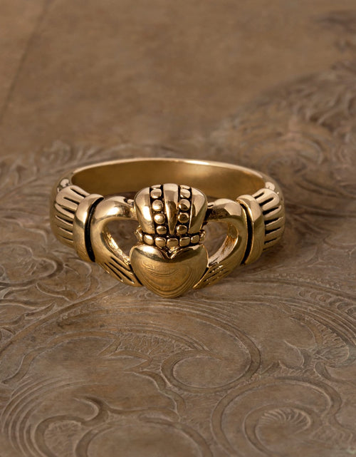 Load image into Gallery viewer, Handcrafted Vintage Ring 18k Gold Irish Claddagh Ring Antique #R1768 Antique Rings Jewelry by PVD Vintage Jewelry
