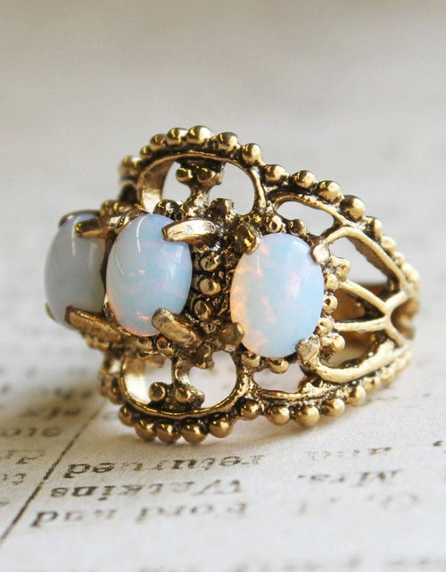 Load image into Gallery viewer, Vintage Ring Austrian Crystal Cocktail Ring Antique 18k Gold Womans Jewelry by PVD Vintage Jewelry
