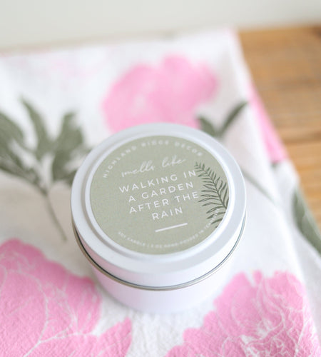 "Walking In A Garden After The Rain" Candle Tin by Jubilee Trading Company