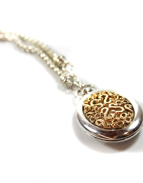 Load image into Gallery viewer, Vintage Signed Oscar De La Renta Two Tone Pendant with 29 Inch Silver Tone Rolo Chain Necklace S-Hook Front Clasp #OS107 Antique Necklace by PVD Vintage Jewelry
