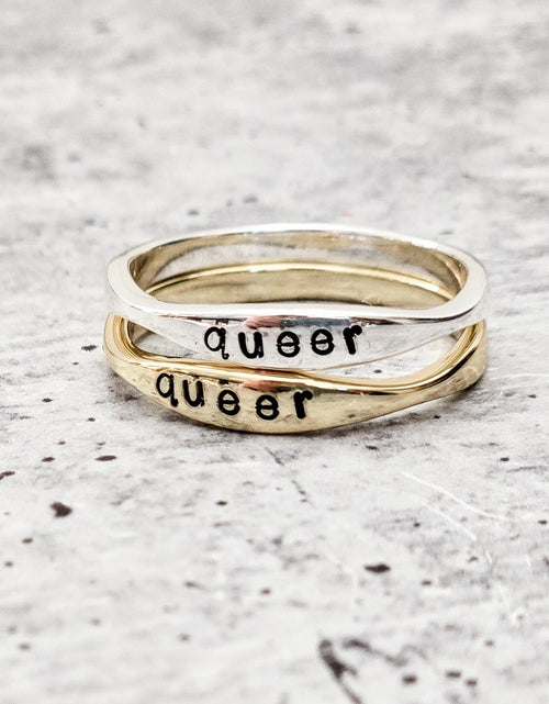 Load image into Gallery viewer, QUEER Dainty Gold Plated or Sterling Silver Ring by Salt and Sparkle
