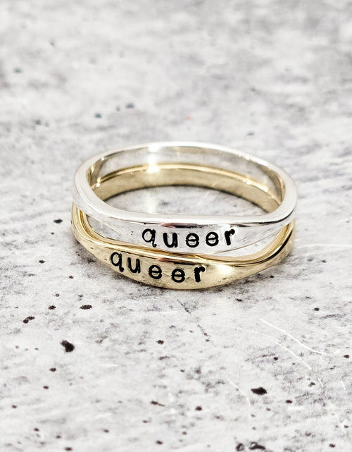 Load image into Gallery viewer, QUEER Dainty Gold Plated or Sterling Silver Ring by Salt and Sparkle
