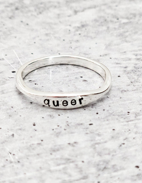 Load image into Gallery viewer, QUEER Dainty Gold Plated or Sterling Silver Ring by Salt and Sparkle
