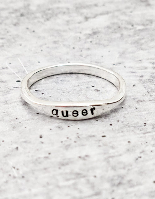 Load image into Gallery viewer, QUEER Dainty Gold Plated or Sterling Silver Ring by Salt and Sparkle
