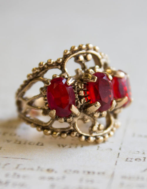 Load image into Gallery viewer, Vintage Ring Austrian Crystal Cocktail Ring Antique 18k Gold Womans Jewelry by PVD Vintage Jewelry

