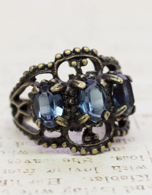 Load image into Gallery viewer, Vintage Ring Austrian Crystal Cocktail Ring Antique 18k Gold Womans Jewelry by PVD Vintage Jewelry
