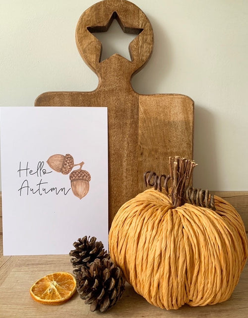 Load image into Gallery viewer, Hello Autumn Acorn Autumn Seasonal Wall Home Decor Print by WinsterCreations™ Official Store
